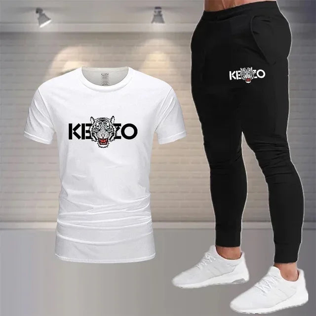 2024 new summer men's sports fashion suit 100% cotton T-shirt Shorts 2-piece suit sports casual men's wear