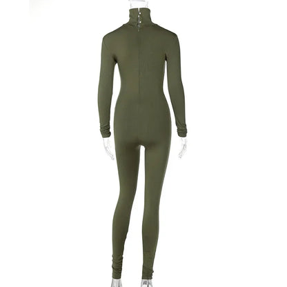 BWQ Casual Women Long Sleeve Turtleneck Long Sleeve Skinny Stretchy Jumpsuit 2024 Autumn Winter One Piece Suit INS Playsuit