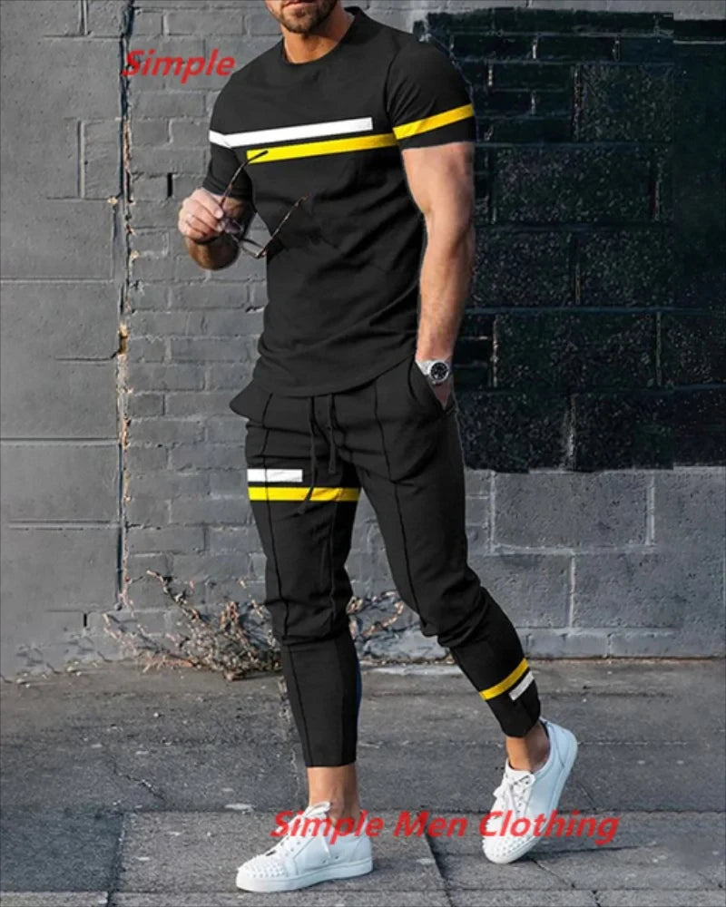Summer Men's Trousers Tracksuit 3D Printed Red Believe Short Sleeve T Shirt Casual Oversized Clothing Sportwear 2 Piece Suit