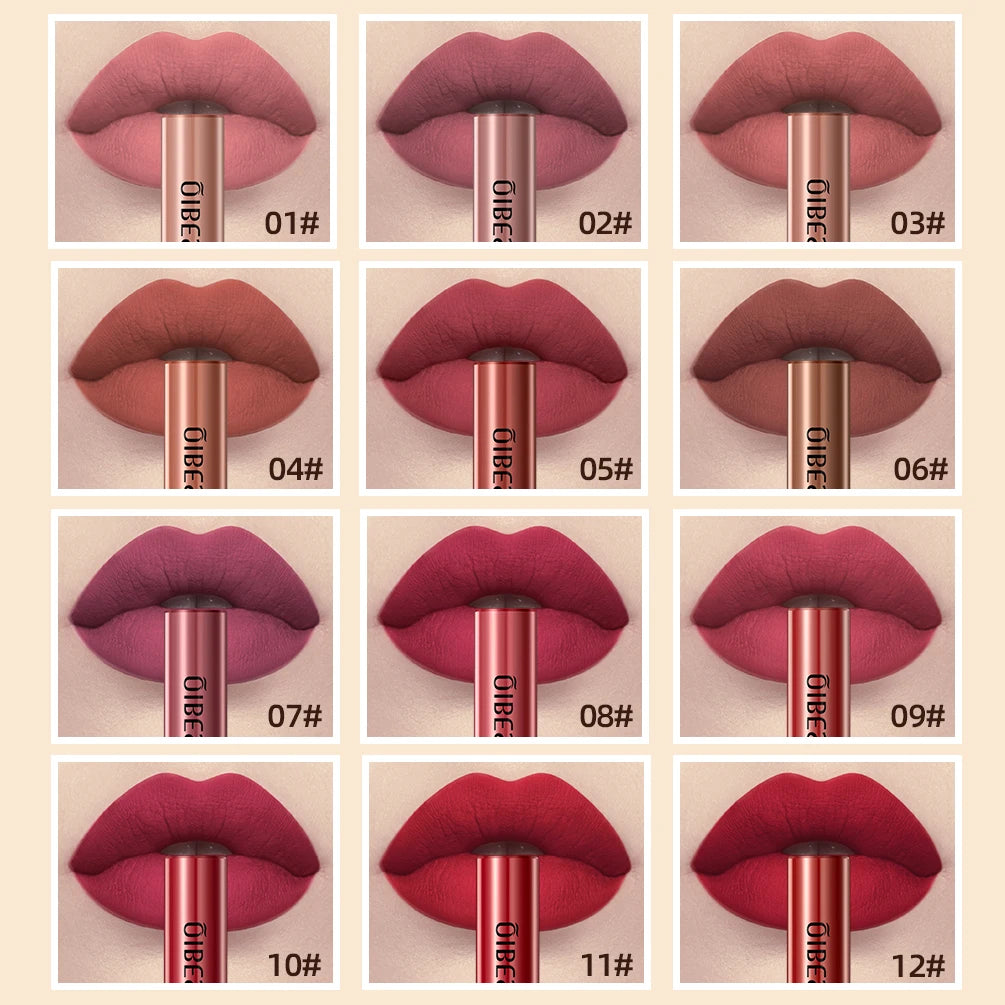 QIBEST Matte Liquid Lipstick Waterproof Long Lasting Lip Gloss Velvet Mate Nude Red Tint Tube Lipsticks Lipgloss Makeup Cosmetic