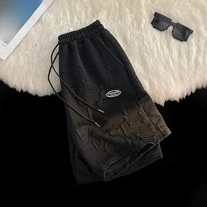 Men's Summer Loose-fit Walf Checks Short Sleeve T-shirt Casual Trendy Five-point Sports Leisure Pants Suit