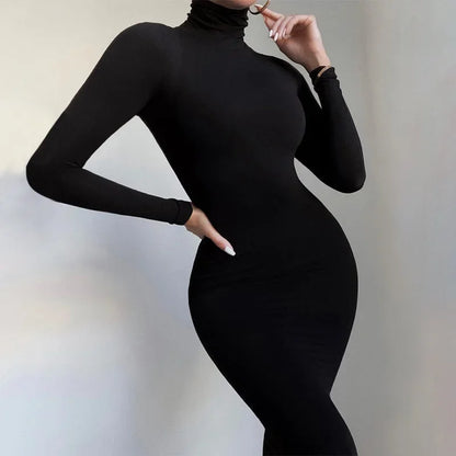 BWQ Casual Women Long Sleeve Turtleneck Long Sleeve Skinny Stretchy Jumpsuit 2024 Autumn Winter One Piece Suit INS Playsuit