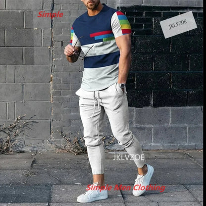 Summer Men's Trousers Tracksuit 3D Printed Red Believe Short Sleeve T Shirt Casual Oversized Clothing Sportwear 2 Piece Suit