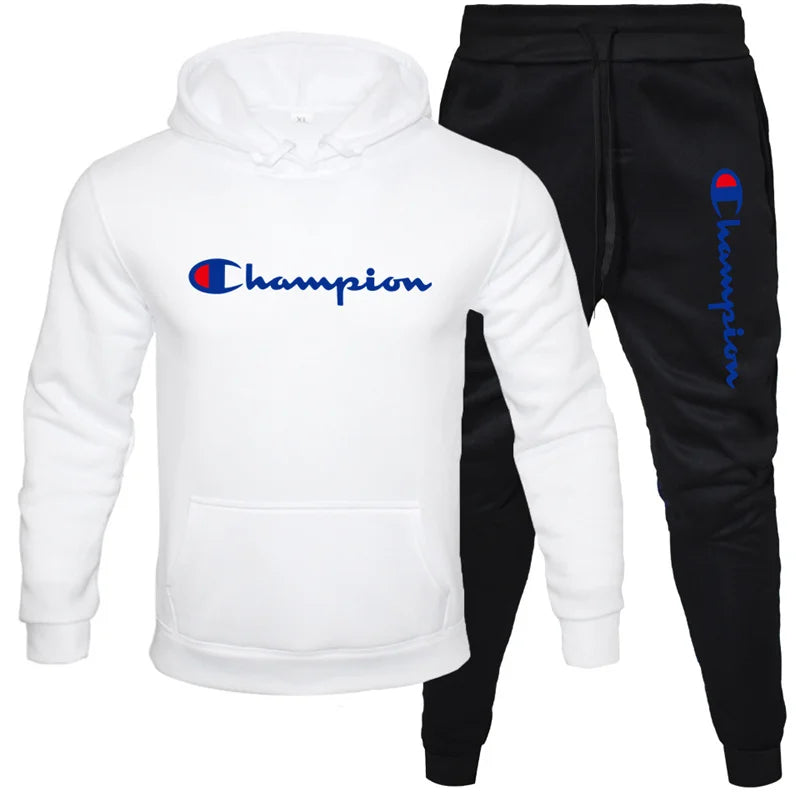 2 Pieces Sets Tracksuit Hooded Men Skull Brand Autumn Winter Sweatshirt +drawstring Pants Male Sport Hoodies Running Sportswear