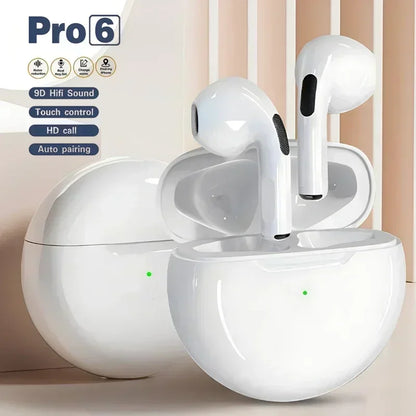 Pro 6 TWS Bluetooth Earphones High quality gaming headset Wireless Noise Cancelling Headset with Mic Earbuds for iPhone Android