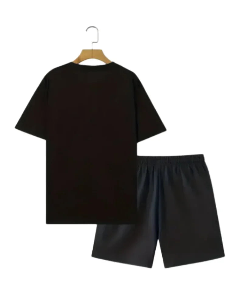 2024 New Men's Casual Short-Sleeved Shorts 2-Piece Urban Street Fashion T-Shirt Shorts Suit Men's Seagull Logo Printed Tracksuit