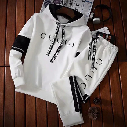 2024 Mens Tracksuit Casual Hooded Sweatshirt Jogging Sport Street Daily Clothing Trendy Printing Versatile Tops Pants Suit S-3XL