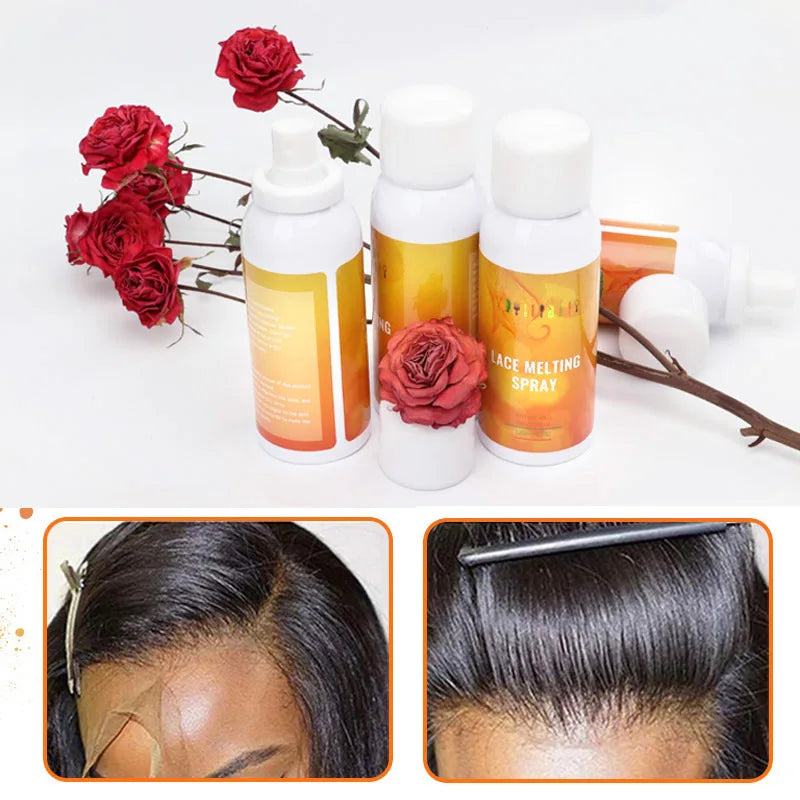 Glueless Wig Install Lace Melting Spray 1-2 Packs Edges Lay Down Lace Melt Strong Secure Hold Spray Home Or Travel Easy To Use