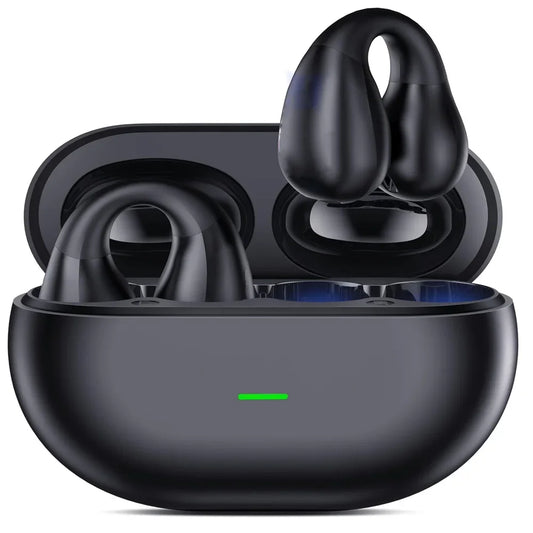 Microphone Sport Earphone Open Ear Bone Conduction Headphones Wireless Earbuds Bluetooth 5.3 Clip On EarBuds with HD Call