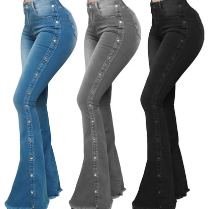 Stylish Flare Jeans  Control Tummy Skin-Touch Skinny Flare Jeans  Women Wide Leg Flare Denim Trousers