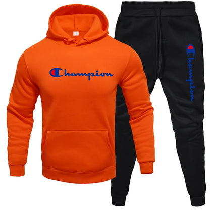 2 Pieces Sets Tracksuit Hooded Men Skull Brand Autumn Winter Sweatshirt +drawstring Pants Male Sport Hoodies Running Sportswear