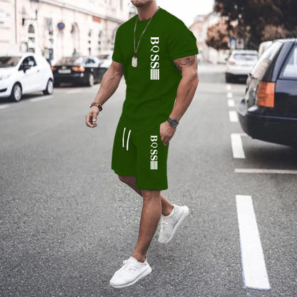New Summer 2025 Men's set Explosive Super Hot Casual Fashion Sportswear 3d Digital Printed Men's Short-sleeved T-shirt Suit