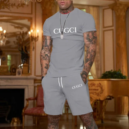 2024 summer novelty men's sportswear, 2-piece suit, short-sleeved t-shirt and shorts, quick drying